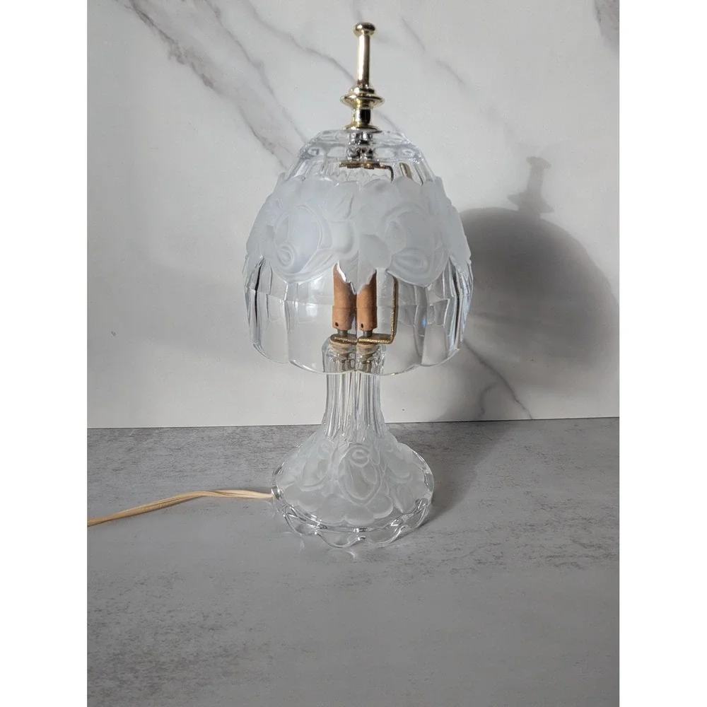 Vintage Crystal and Brass Boudoir Lamp